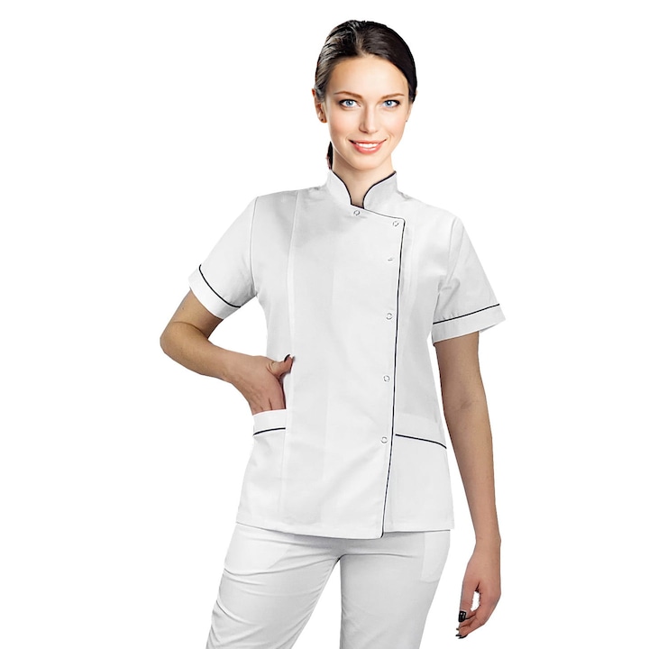 Дамска медицинска риза, M&C, Staples, бяло/черно, 38