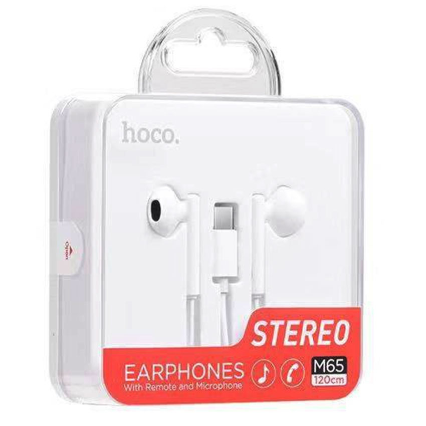 Casti Hoco InEar, Stereo, conector USB-C, cu microfon si comenzi pe fir, 1.2m, Albe (M65)
