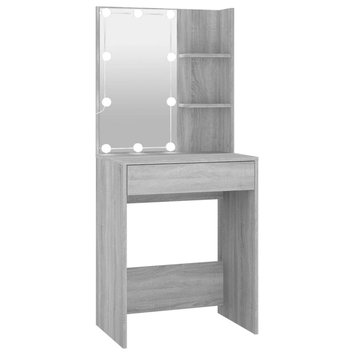 vidaXL szürke sonoma színű LED-es fésülködőasztal 60 x 40 x 140 cm 20.3 kg