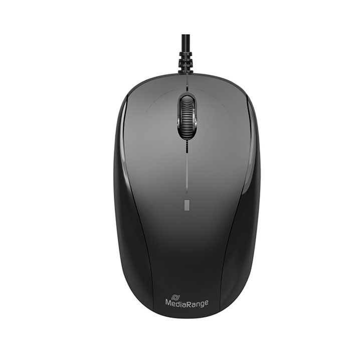 Mouse optic MediaRange, 3 butoane, Cu fir, Negru