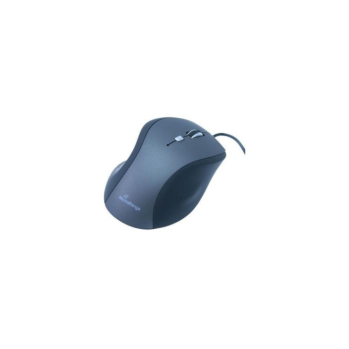 Мишка MediaRange MROS202, оптична, USB, жична, 2400 DPI, 5 бутона, синя