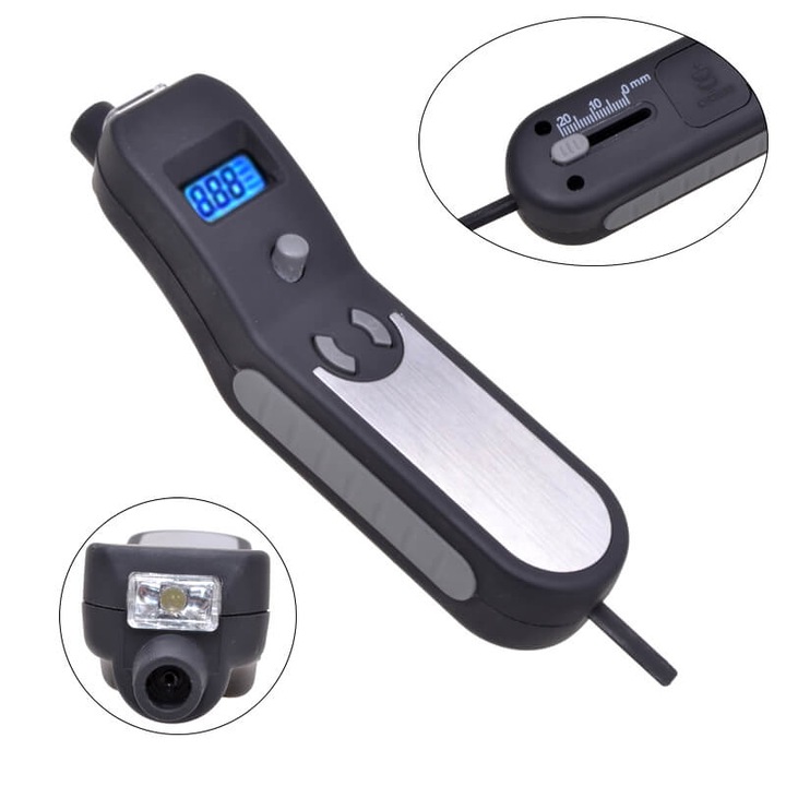Manometru Digital Masurat Presiune Roti, Model cu Tija de Verificare Adancime Uzura Anvelope