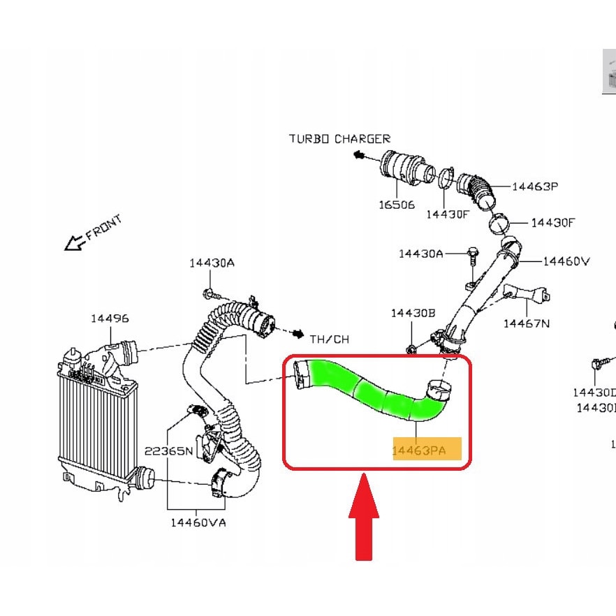 Tuyau De Rechange Turbo Nissan NT500 ZD30DDTI - 14463-LC50A 14463LC50A - Qualité Premium Kevlar