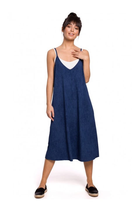 Rochie, Bumbac/Elastan, Albastru, XXL