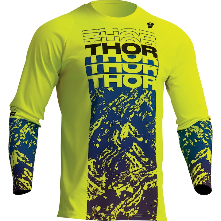 Tricou motocross/enduro Thor Sector Atlas, culoare galben fluo/albastru, marime S