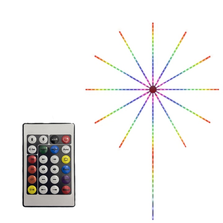 Banda artificii LED, JRH®, Bluetooth/USB, Control prin telecomanda/telefon, RGB, Sincronizare audio, 2 cm, Multicolor