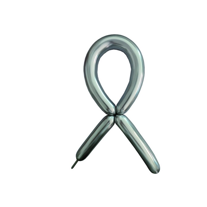 100 db hosszú modellező lufi készlet, 125 cm x 4,5 cm, fémezüst