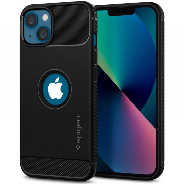 Carcasa Spigen Rugged Armor compatibila cu iPhone 13 Matte Black