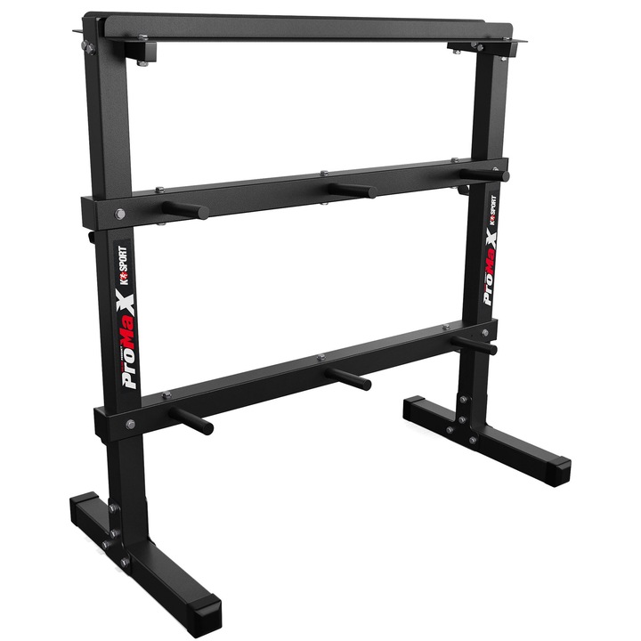 Suport Pentru Greutati, K-SPORT, KSSL105, Otel, Constructie Robusta Si Sigura, Depozitare Greutati, Raft Pentru Hantle, Capacitate Maxima De Incarcare 150 kg, 100 x 97 cm, Gri/Rosu