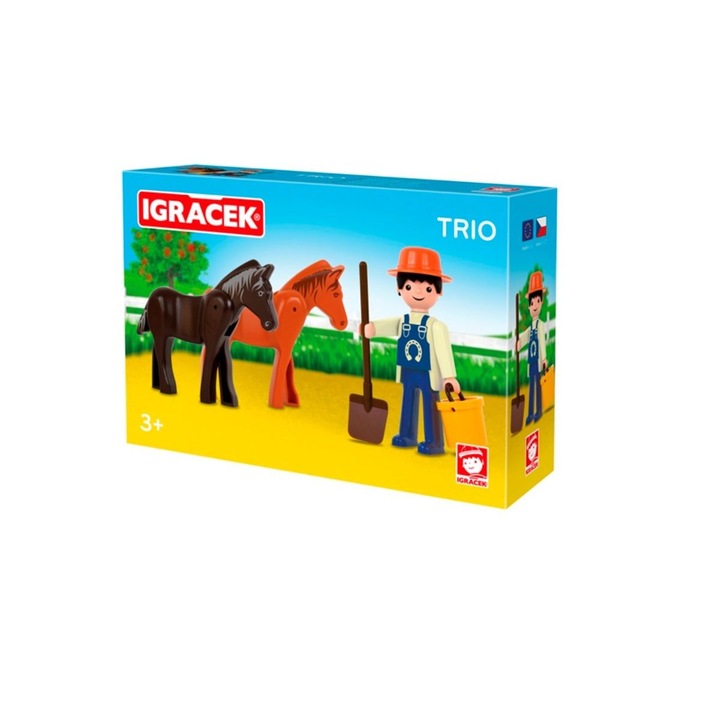 Farmer figura állatokkal és kiegészítőkkel, 8 cm, Pokeeto