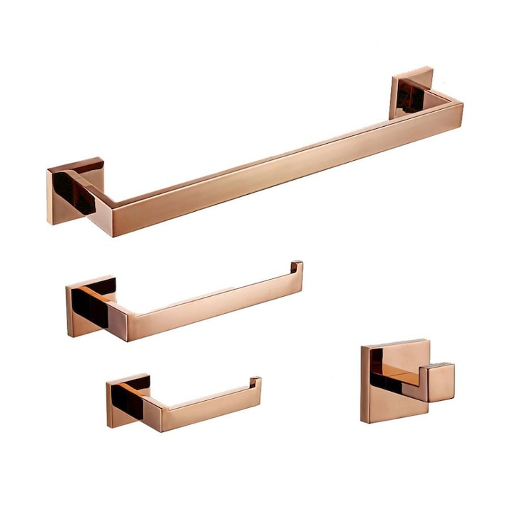 Set 4 suporturi baie Robena, DOM W RETRO, Alama, Rose Gold