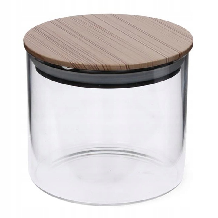 Borcan alimente Pokli, Sticla/Metal, 350ml, Transparent/Maro