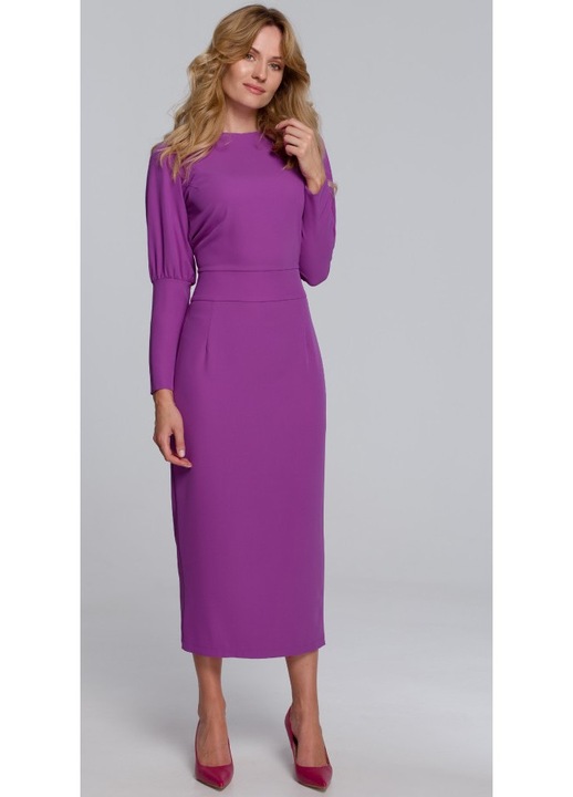 Rochie midi cu mansete inalte, Lavanda