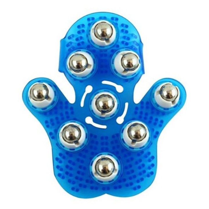 Manusa masaj cu role CLASStitude, anticelulitic, ingrijire corporala si tonifiere, imbunatateste circulatia sangelui, 9 bile rotative, reglabila, Albastru