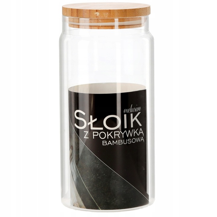 Borcan alimente Pokli, Sticla/Bambus, 1.2l, Transparent/Maro