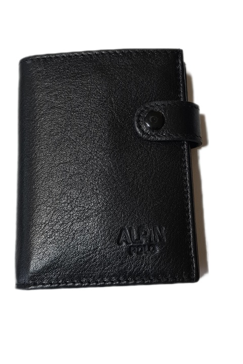 Portofel barbati din piele naturala, negru, 9x12 cm