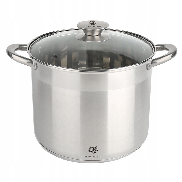 Oala inalta cu capac, Karl Hausmann, Otel inoxidabil, 13,5 L, Gri