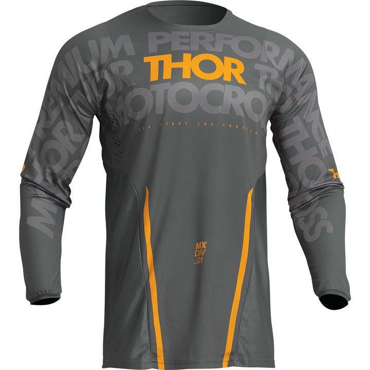 Tricou motocross/enduro Thor Pulse Mono, culoare gri inchis/galben, marime M
