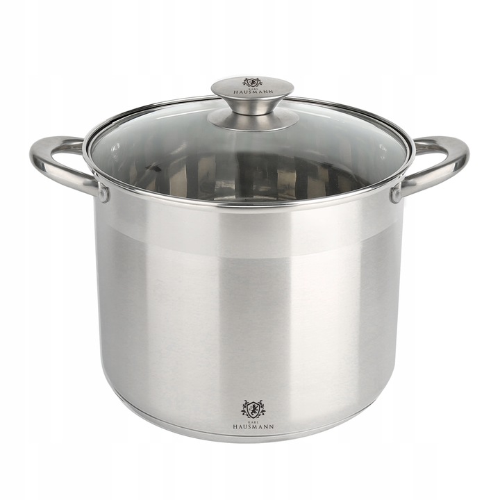 Oala inalta cu capac, Karl Hausmann, Otel inoxidabil, 9 L, Gri