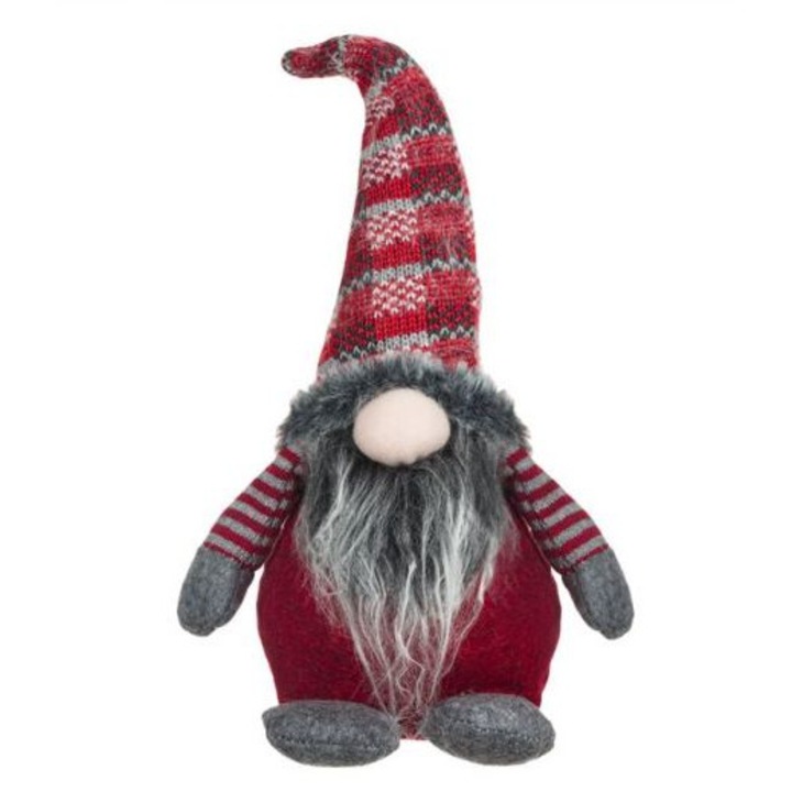 Extra dekoratív figura, Karácsonymanó, piros/szürke, 25 cm