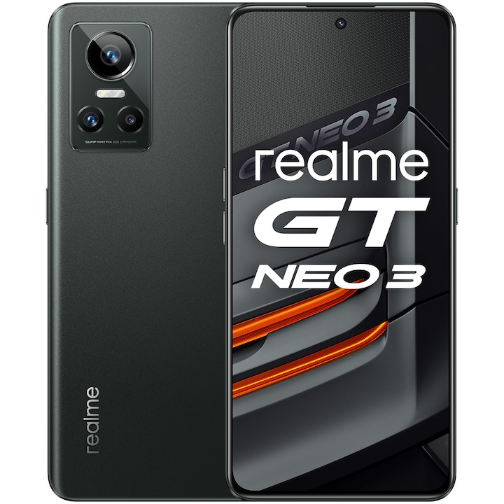 Realme GT NEO 3 mobiltelefon, Dual Sim, 12 GB RAM, 256 GB, 5G, Asphalt Black