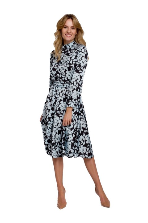 Női midi ruha, Makover, Igelon, fekete kék, L INTL