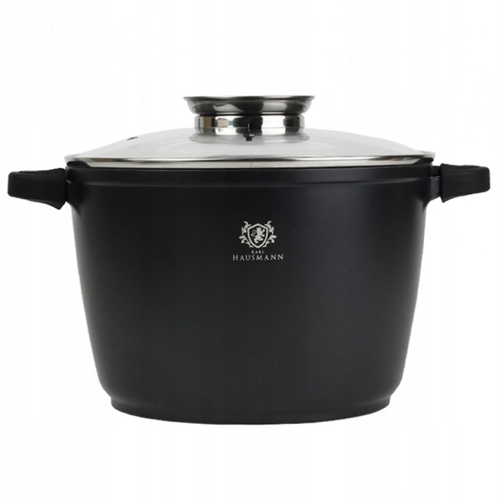 Oala cu capac, Karl Hausmann, Aluminiu, 24cm, 6 L, Negru