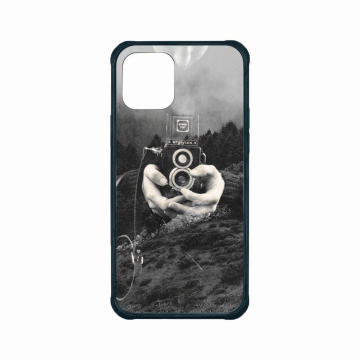 Husa Premium Antisoc Policarbonat/TPU, Compatibila Cu Apple iPhone 12 Mini, Double Exposure, Rezistenta la socuri, Protectie Camera, AP 13