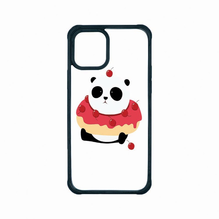 Husa Premium Antisoc Policarbonat/TPU, Compatibila Cu Apple iPhone 12 Mini, Sweet Panda, Rezistenta la socuri, Protectie Camera, AP 585