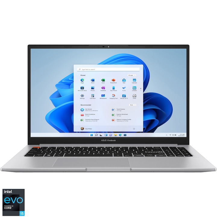 Laptop ASUS VivoBook S15 OLED K3502ZA cu procesor Intel®Core™ i5-12500H pana la 4.50 GHz, 15.6" 2.8K, OLED, 16GB, 512GB SSD, Intel® Iris Xe Graphics, Windows 11 Pro, Neutral Grey