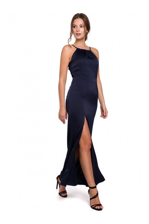 Дълга рокля с цепка до бедрото, Син