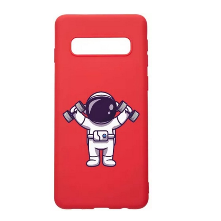 Силиконов капак, съвместим със Samsung Galaxy S10 Plus Astronaut Gym Wear Resistant Red R 778, Paramount