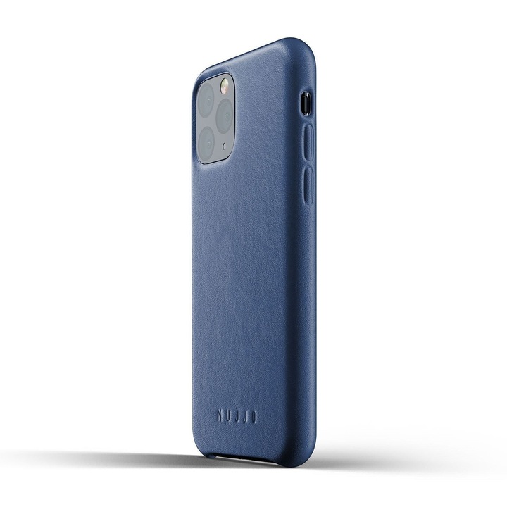 Husa Piele Naturala Mujjo compatibila cu iPhone 11 Pro Monaco Blue