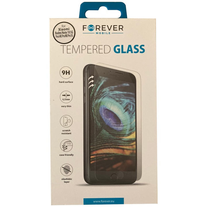 Защитно фолио Forever Glass, Tempered, за Xiaomi Redmi Note 10 5G/Poco M3 Pro/M3 Pro 5G, Прозрачен