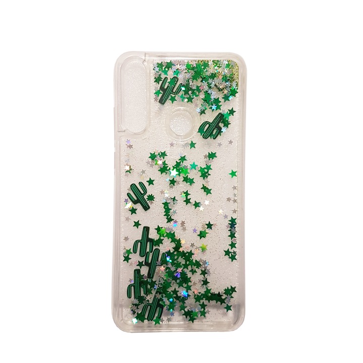 Кейс за Huawei Y6p, Liquid Glitter case Cactus