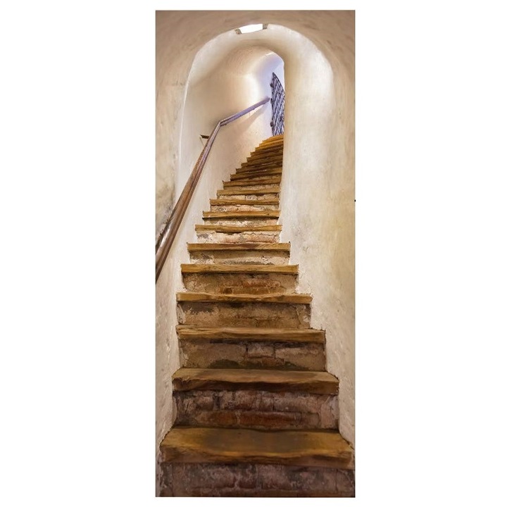 Sticker Decorativ pentru Usa de Interior, 2 Folii Autocolant Adeziv, Dimensiune Totala 78 x 200 cm, Model Scari Trepte, Premium, Original Deals