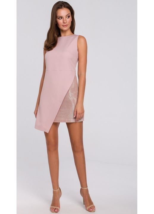 Rochie scurta cu doua straturi, Roz