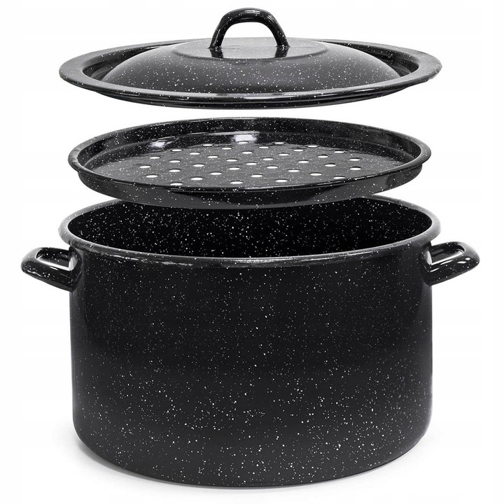 Емайлирана тенджера 2 в 1, Tadar, 15,5 л, 32 см, черна