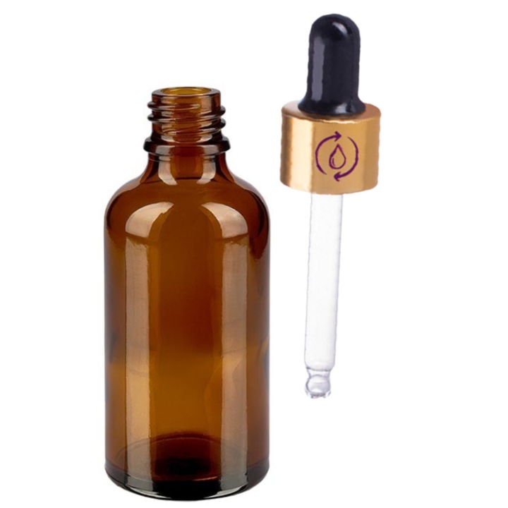 DROPY Vastag üveg kozmetikai tartály, üveg pipettával, illóolajokhoz, keverékekhez, szérumokhoz, 100 ml, barna