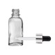 DROPY Vastag üveg kozmetikai tartály, üveg pipettával, illóolajokhoz, keverékekhez, szérumokhoz, 30 ml, átlátszó