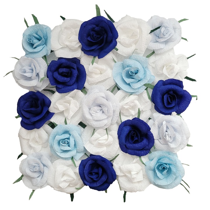 Tablou Handmade Minis Boutique, alb, bleu si bleumarin, 35x35cm