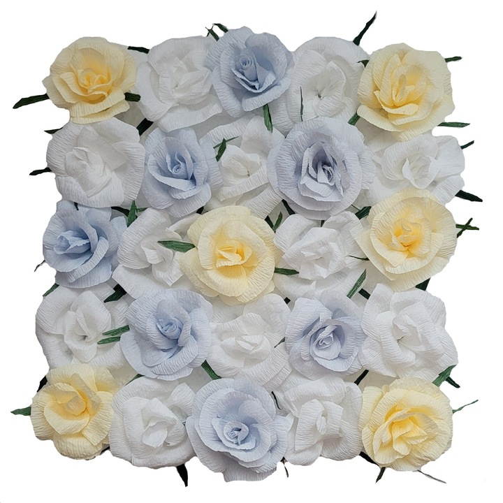 Tablou Handmade Minis Boutique, alb, bleu si galben, 35x35 cm