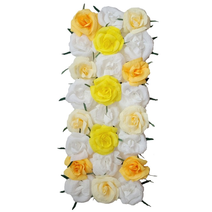 Tablou Handmade Minis Boutique, alb, vernil si galben, 50x25 cm