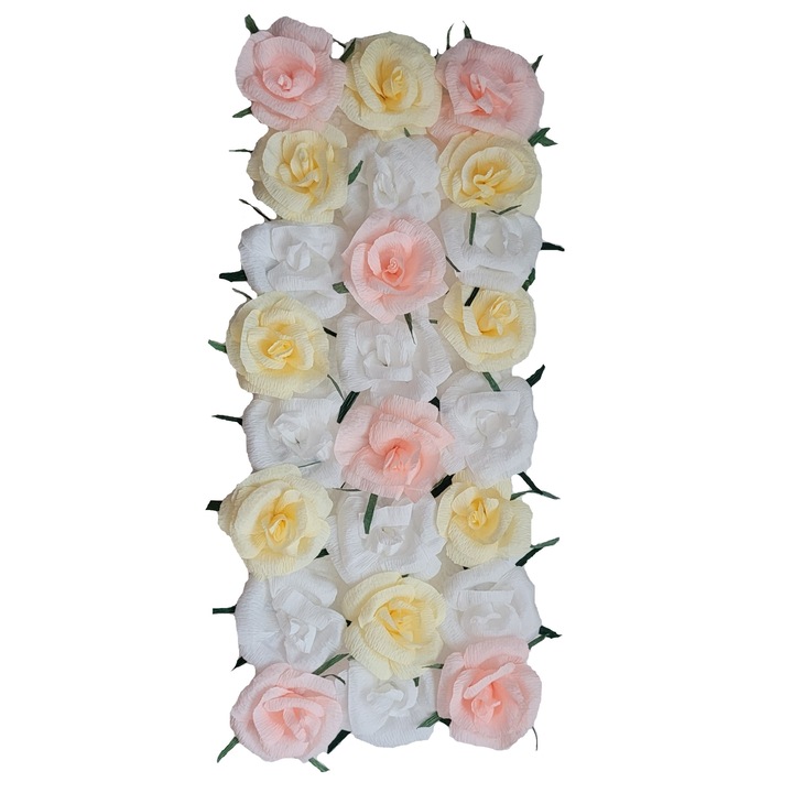 Tablou Handmade Minis Boutique, alb, roz si galben, 50x25 cm