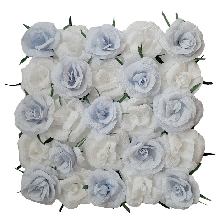 Tablou Handmade Minis Boutique, alb cu bleu, 35x35 cm