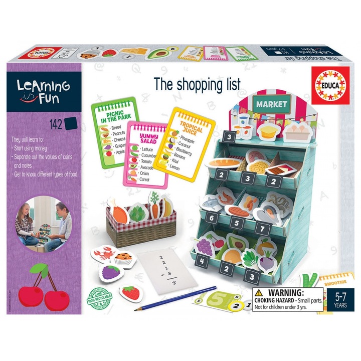 Joc educativ, Educa, Lista de cumparaturi, 142 piese