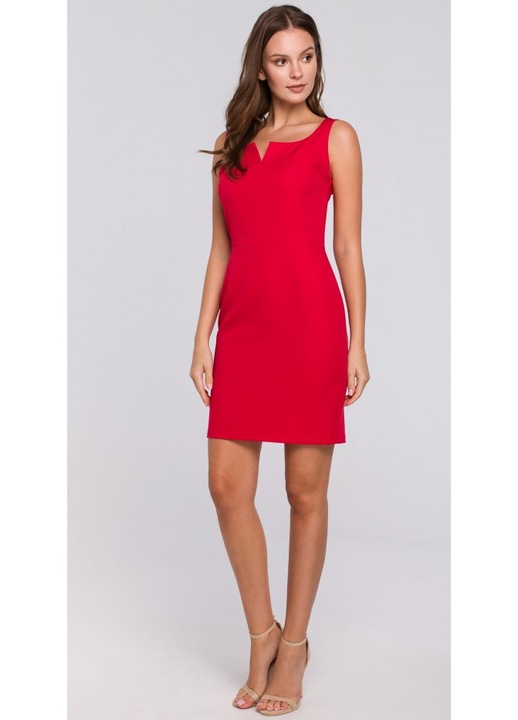 Rochie mini cu decolteu patrat, Makover, Rosu