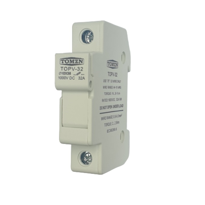 Soclu siguranta fuzibila pentru panouri fotovoltaice, 1000VDC, 32A, 1P, 10x38mm, Montare pe sina DIN
