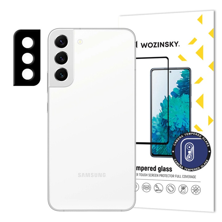 Протектор за камера Wozinsky, За Samsung Galaxy S21 FE, 9H, Защитно стъкло, Безцветен/Черен