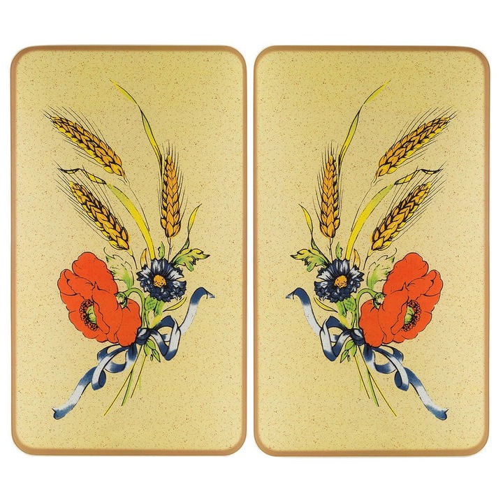 Set 2 plite protectie din sticla Flowers, multicolor